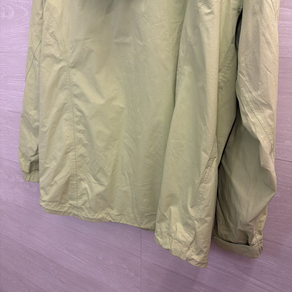 LL Bean Green Zip Up Hooded Windbreaker Jacket Medium