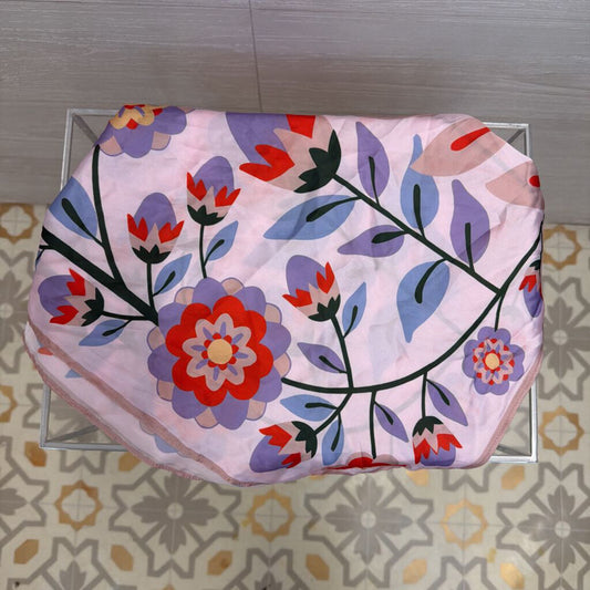 Pink/ Multi Print Silky Scarf