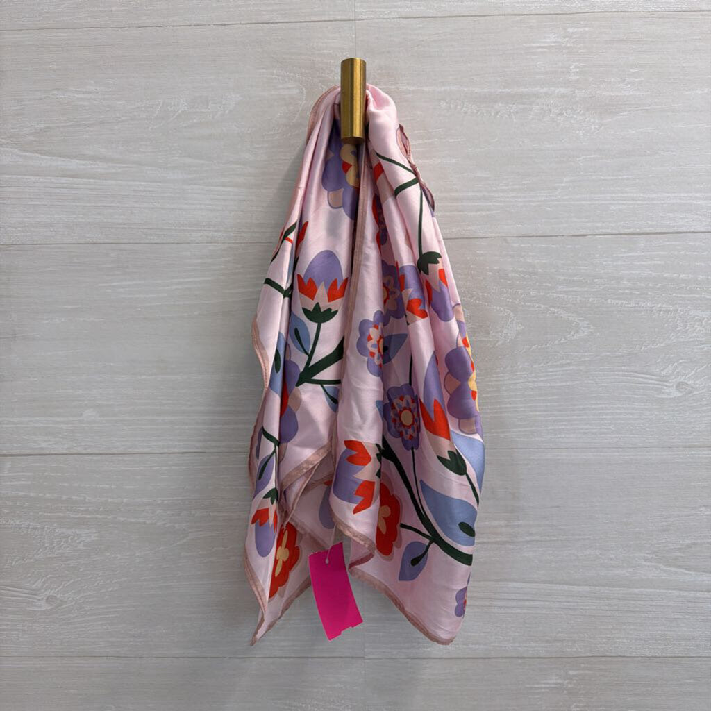 Pink/ Multi Print Silky Scarf