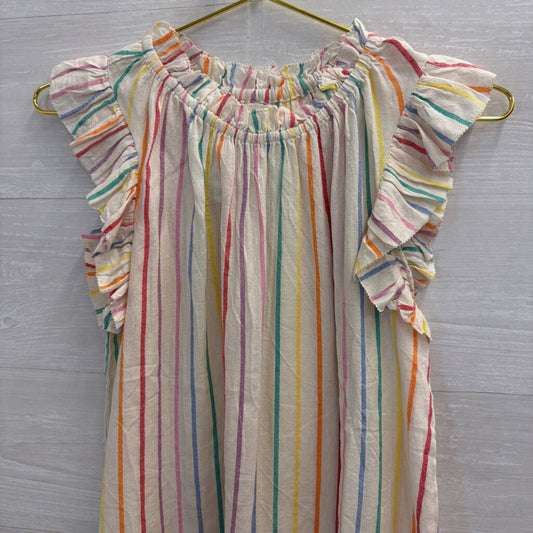 THML White/ Multi Striped Short Sleeve Top Extra Small