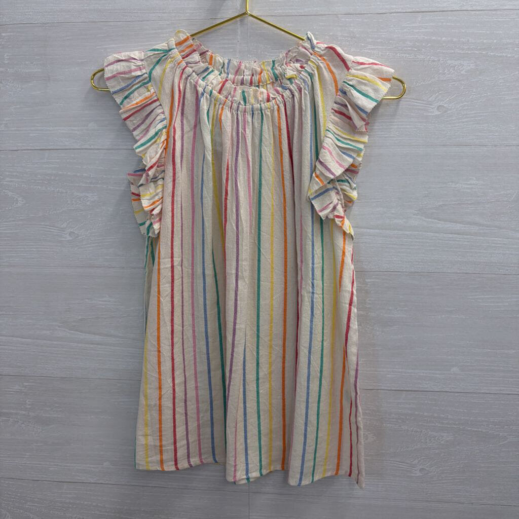 THML White/ Multi Striped Short Sleeve Top Extra Small