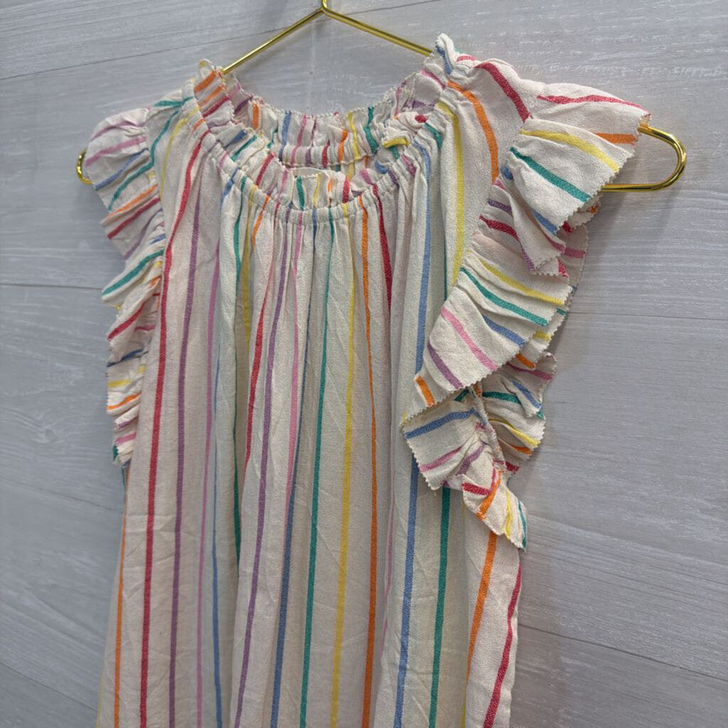 THML White/ Multi Striped Short Sleeve Top Extra Small