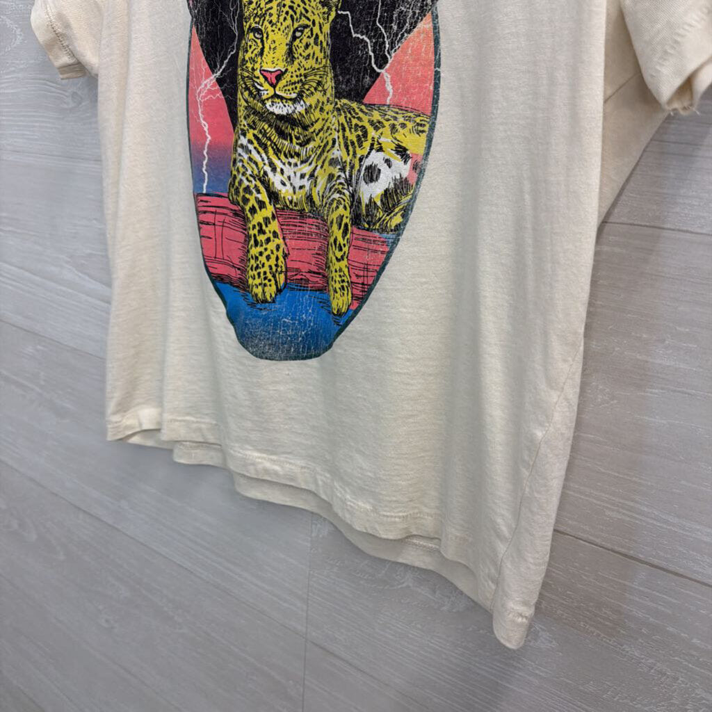 White/ Multi Cropped Def Leppard Short Sleeve Graphic Tee Medium