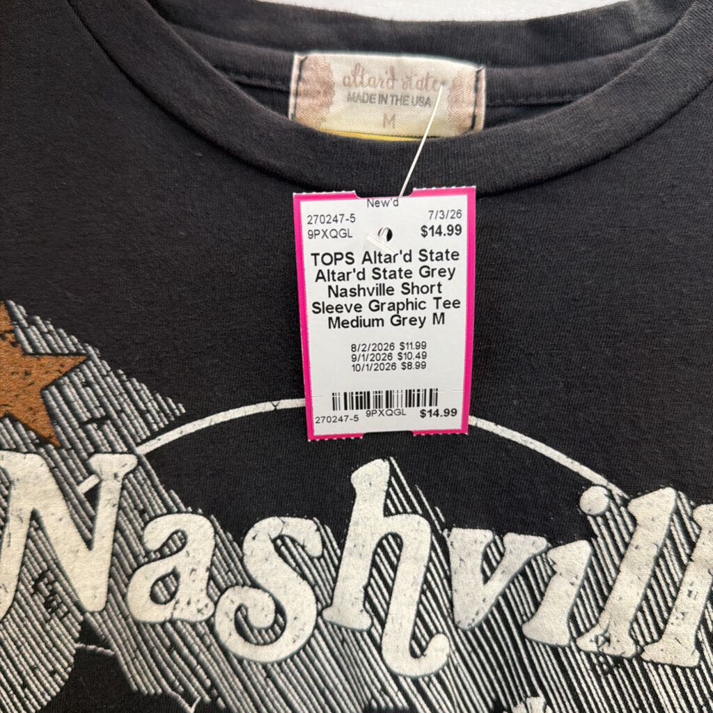 Altar'd State Grey Nashville Short Sleeve Graphic Tee Medium