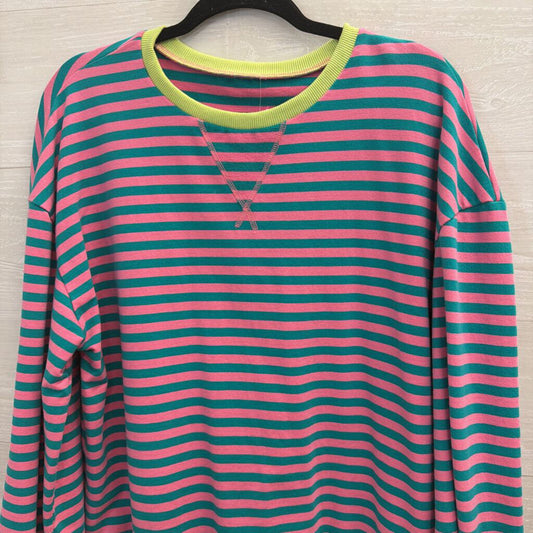Green/ Pink Striped Long Sleeve Pullover Small