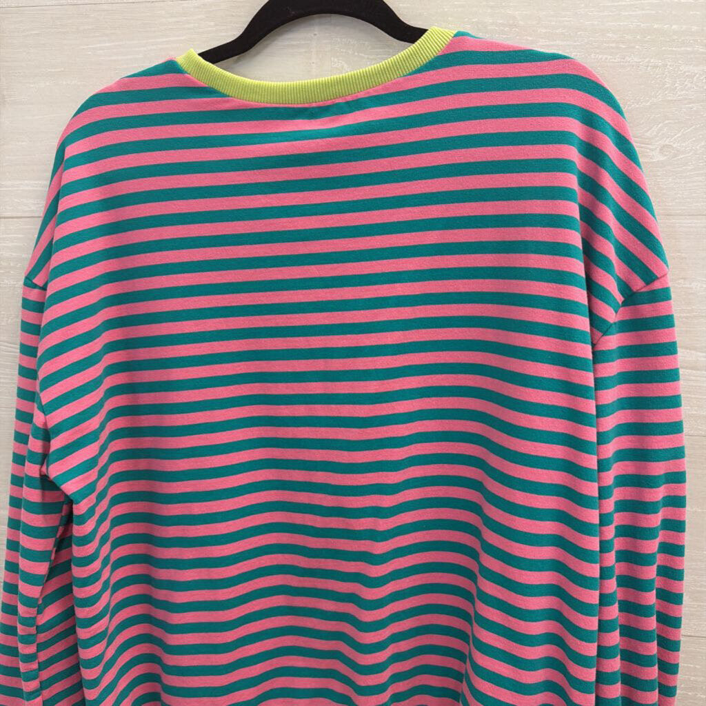 Green/ Pink Striped Long Sleeve Pullover Small