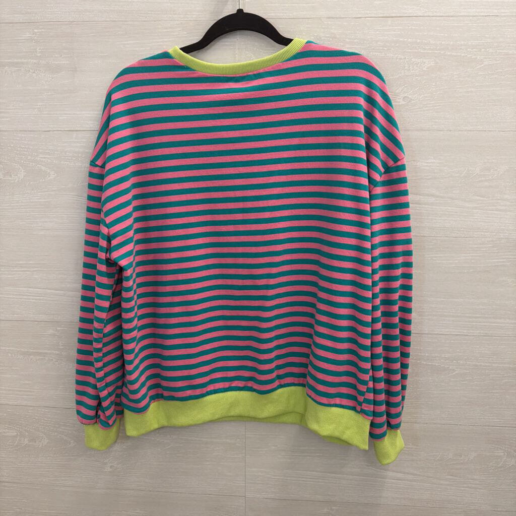 Green/ Pink Striped Long Sleeve Pullover Small