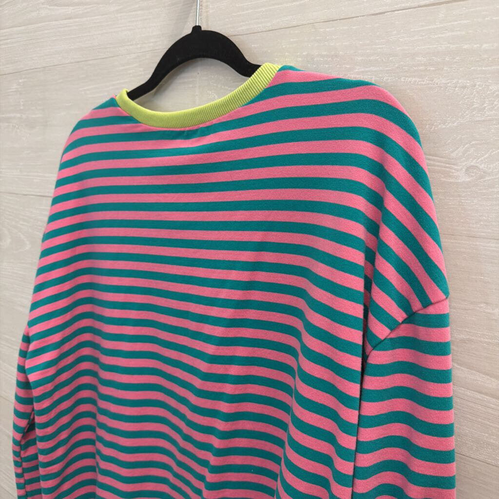Green/ Pink Striped Long Sleeve Pullover Small