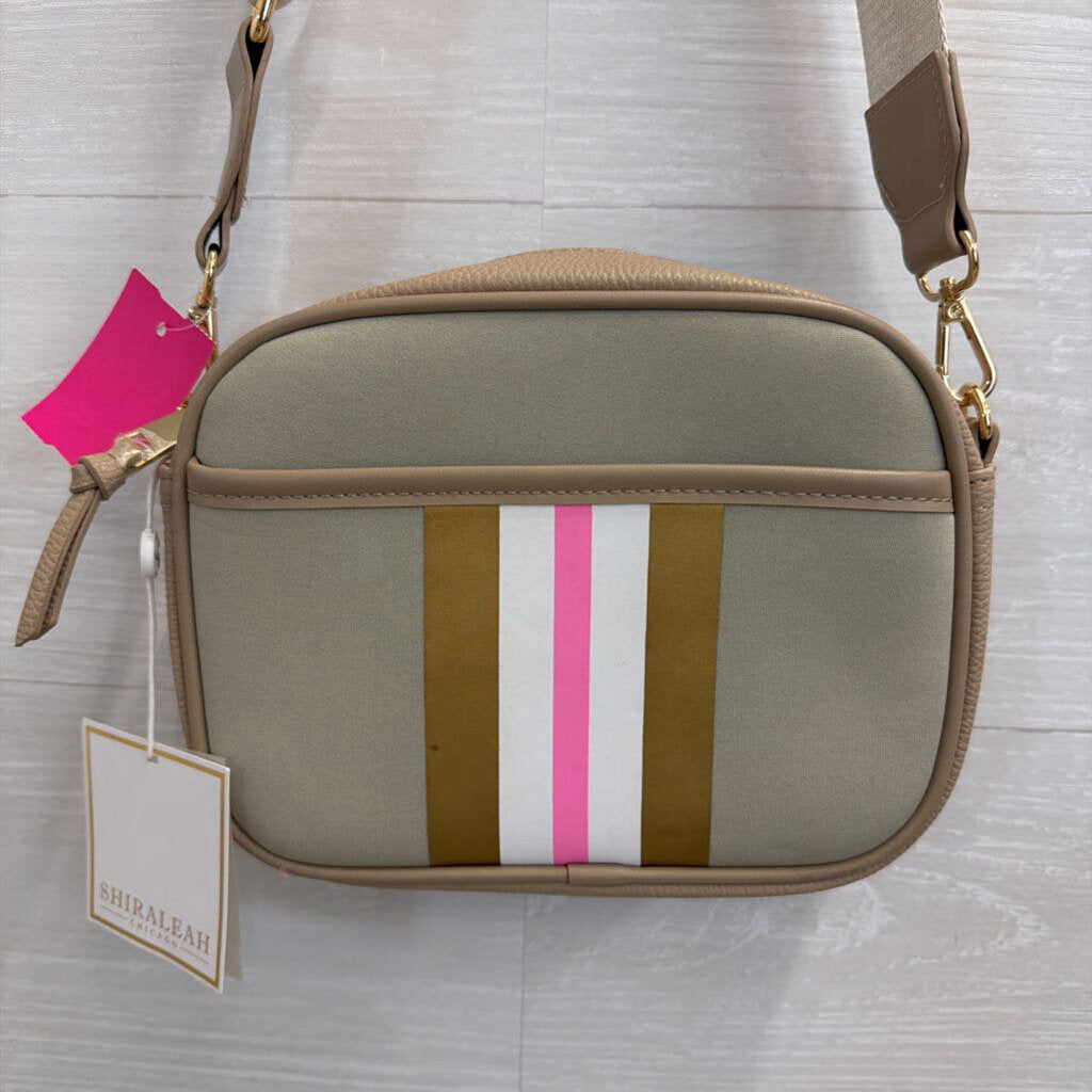 Shiraleah Beige Stripe Detail Crossbody Purse