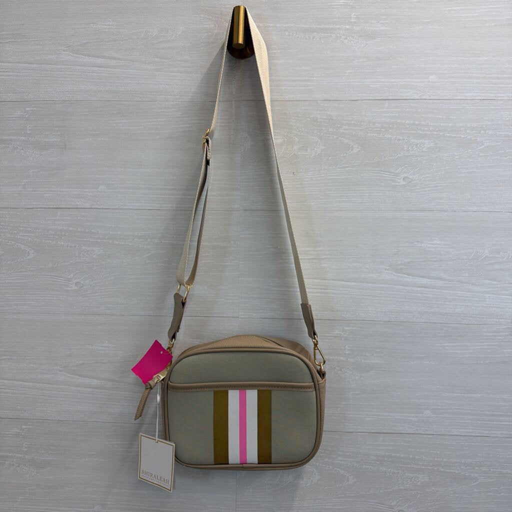 Shiraleah Beige Stripe Detail Crossbody Purse