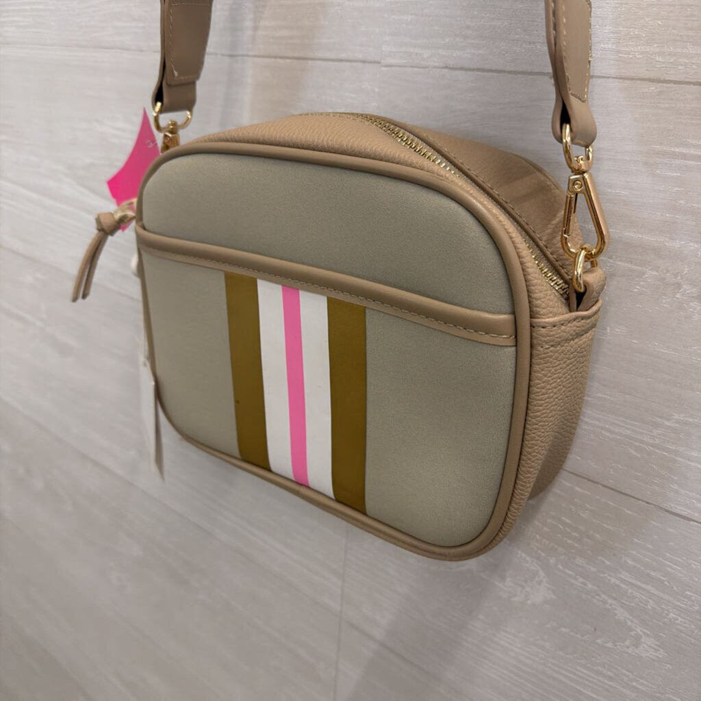 Shiraleah Beige Stripe Detail Crossbody Purse