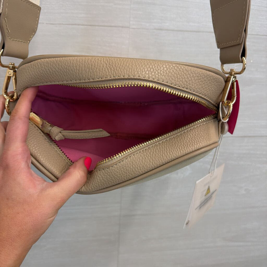 Shiraleah Beige Stripe Detail Crossbody Purse