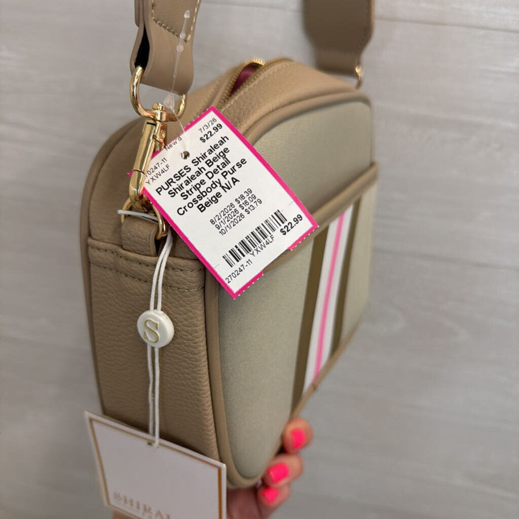 Shiraleah Beige Stripe Detail Crossbody Purse