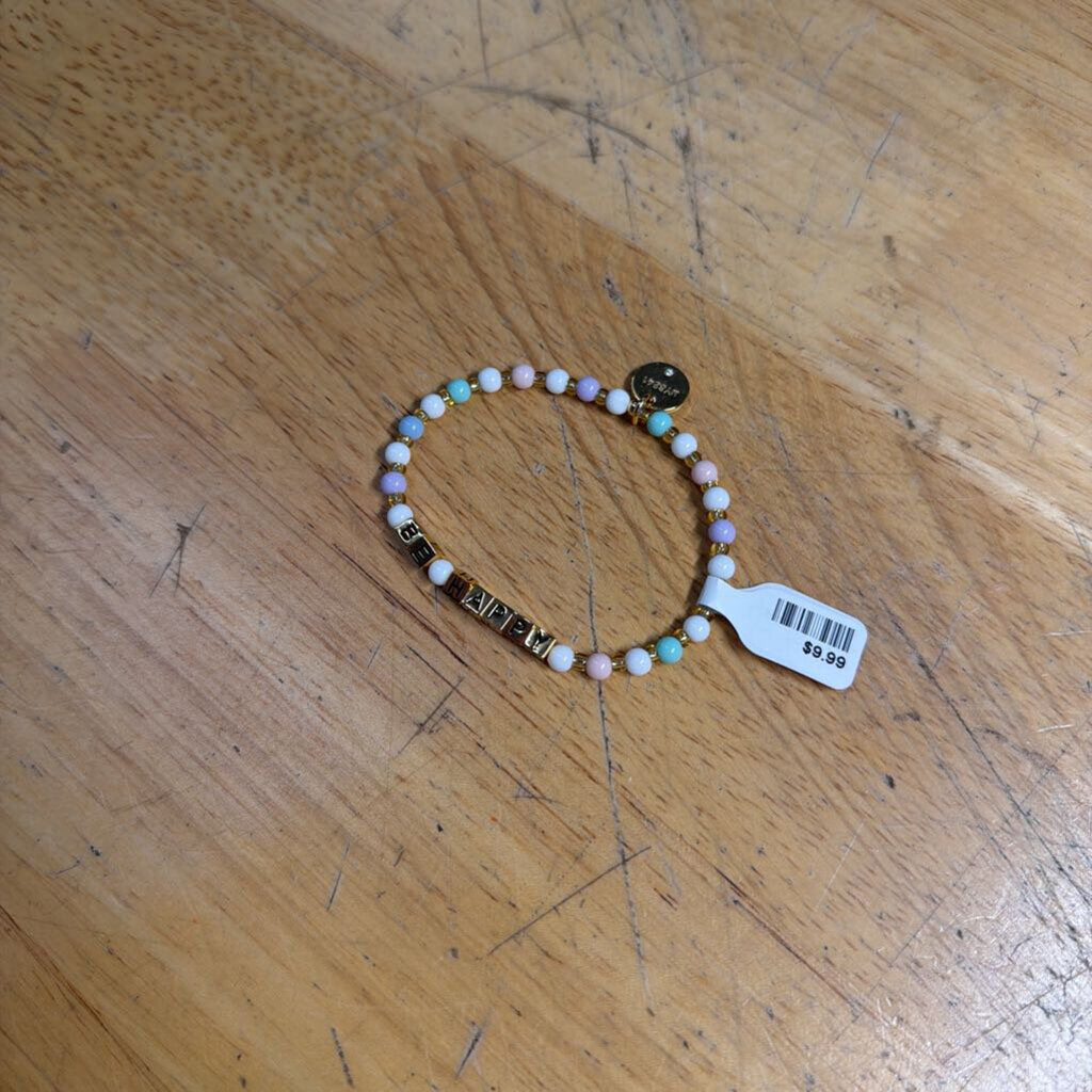 Little Words Project 'Be Happy' Beaded Stretchy Bracelet