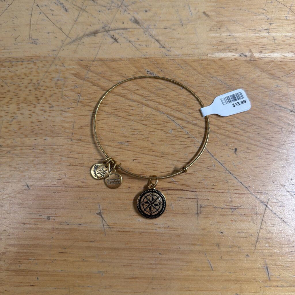 Alex and Ani Gold Compass Charm Bracelet