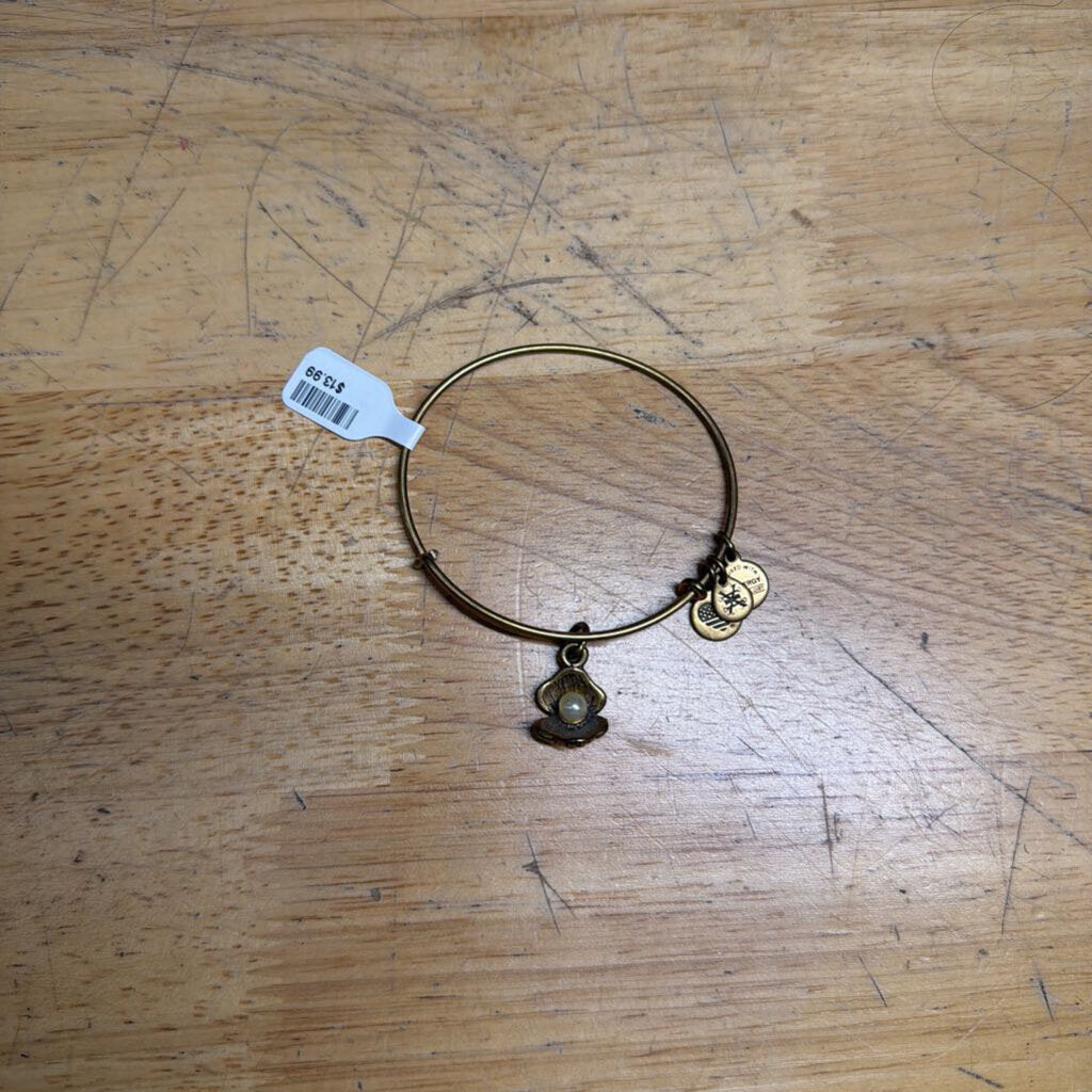 Alex and Ani Gold Oyster Shell Charm Bracelet