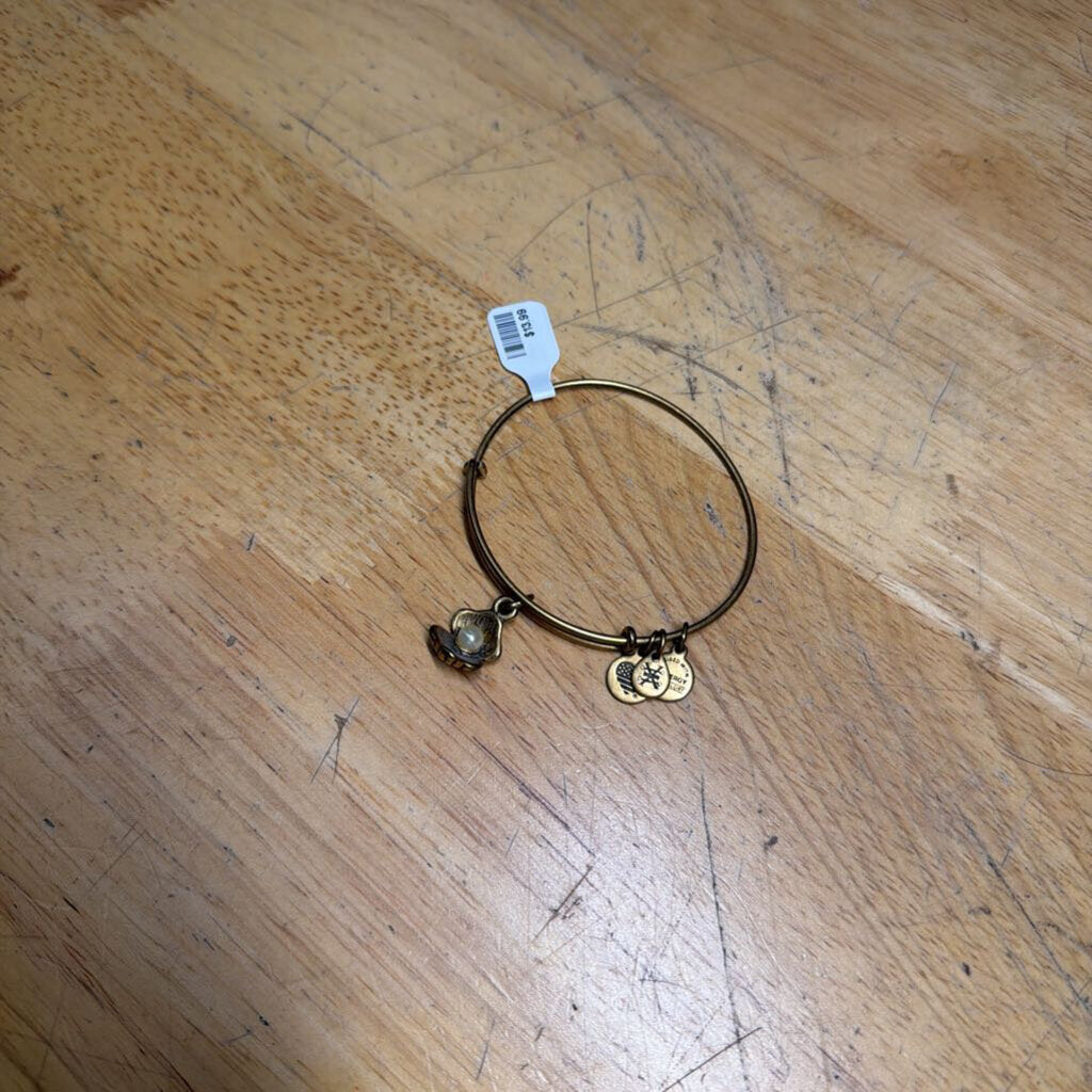 Alex and Ani Gold Oyster Shell Charm Bracelet