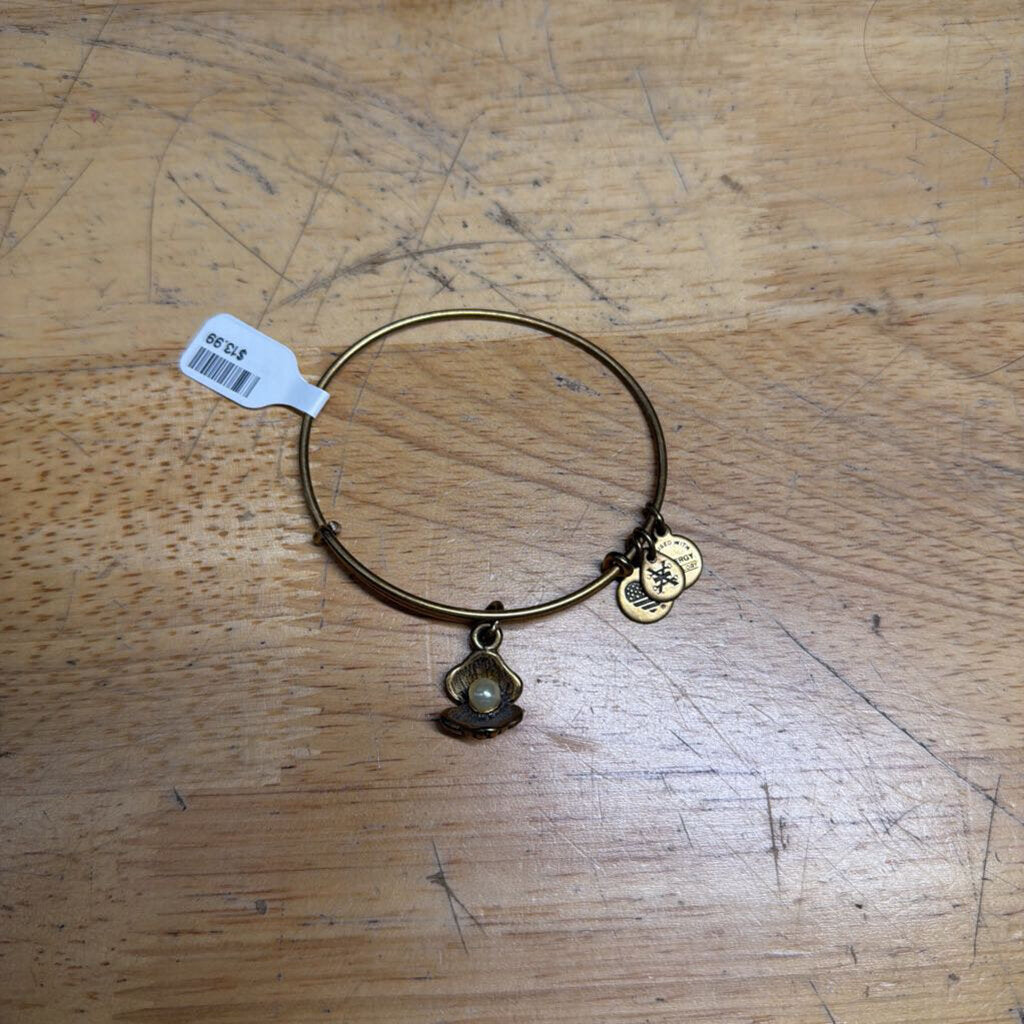 Alex and Ani Gold Oyster Shell Charm Bracelet