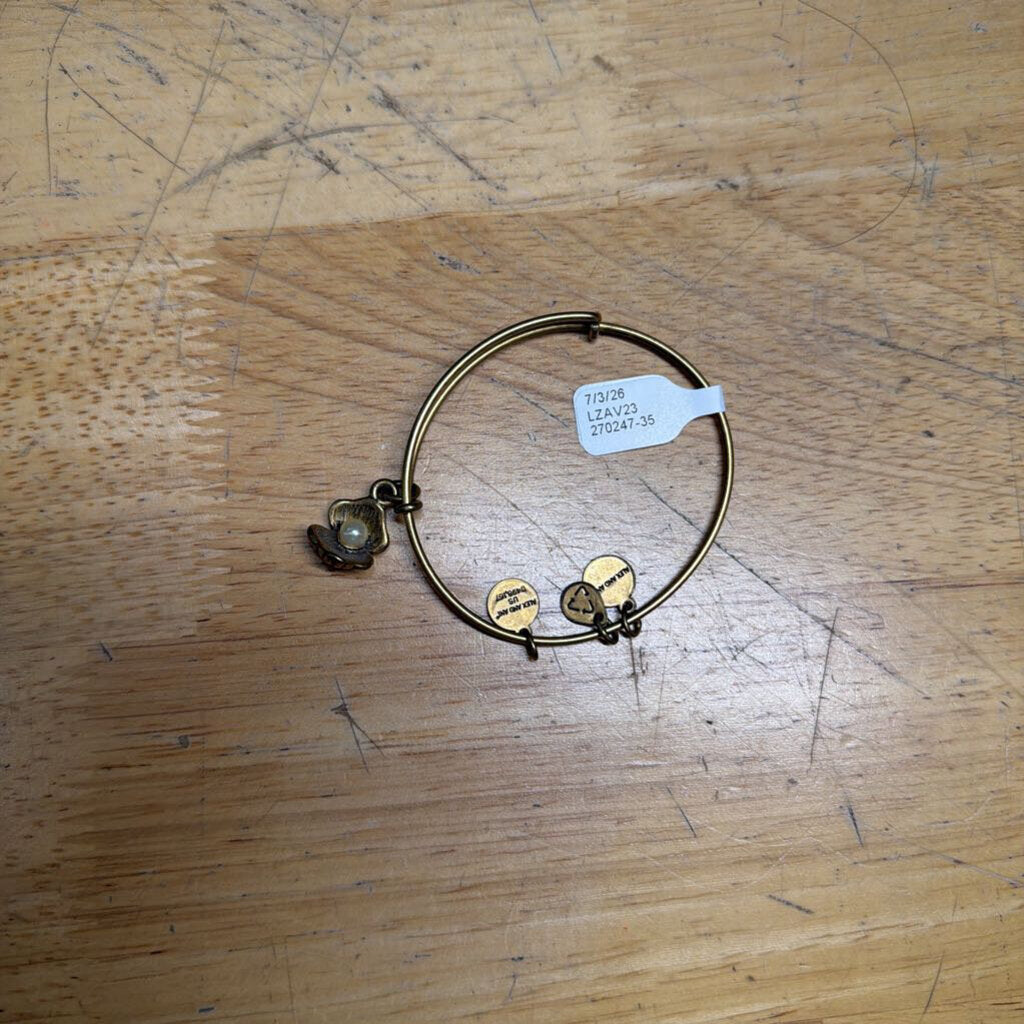 Alex and Ani Gold Oyster Shell Charm Bracelet