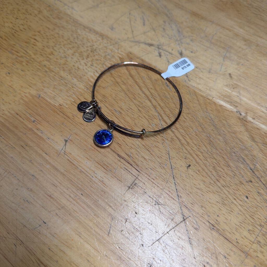Alex and Ani Gold Blue Stone Charm Bracelet
