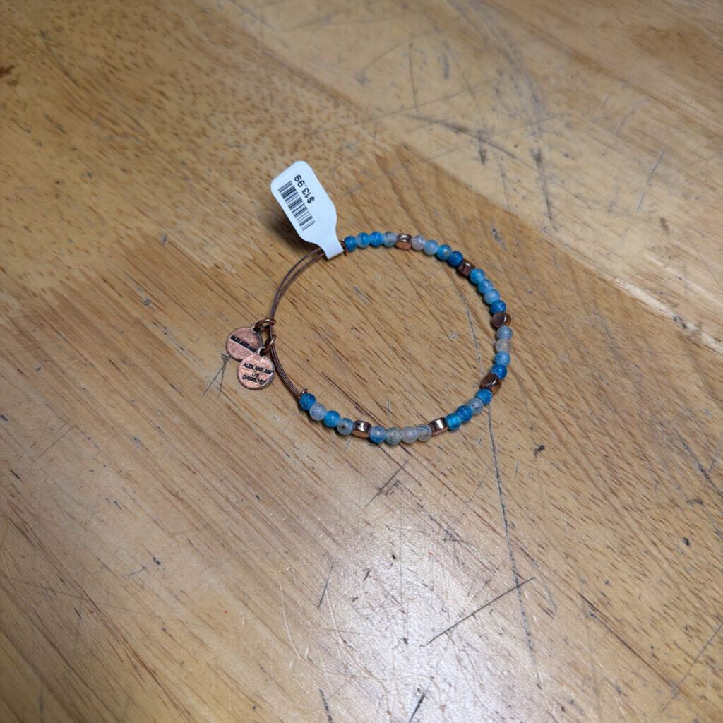 Alex and Ani Gold/ Blue Beaded Bracelet