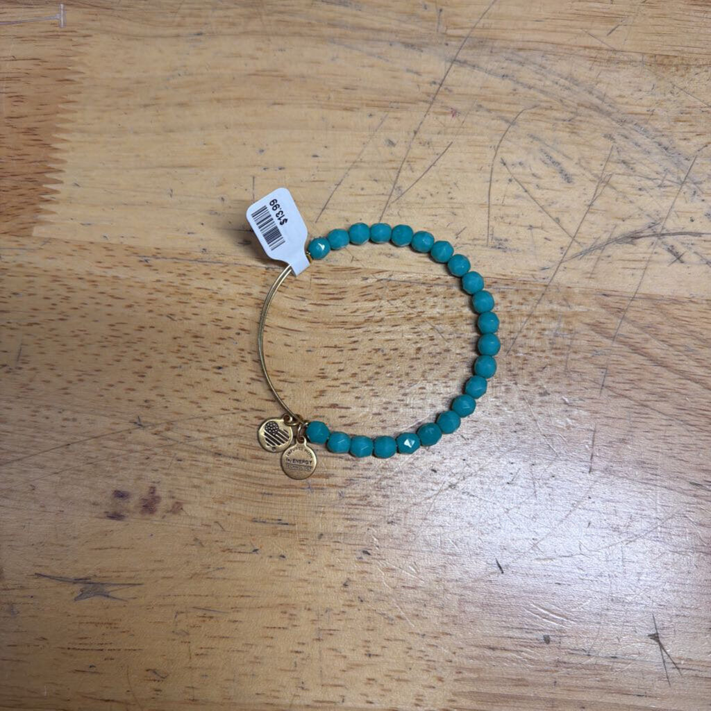 Alex and Ani Gold/ Turquoise Beaded Bracelet