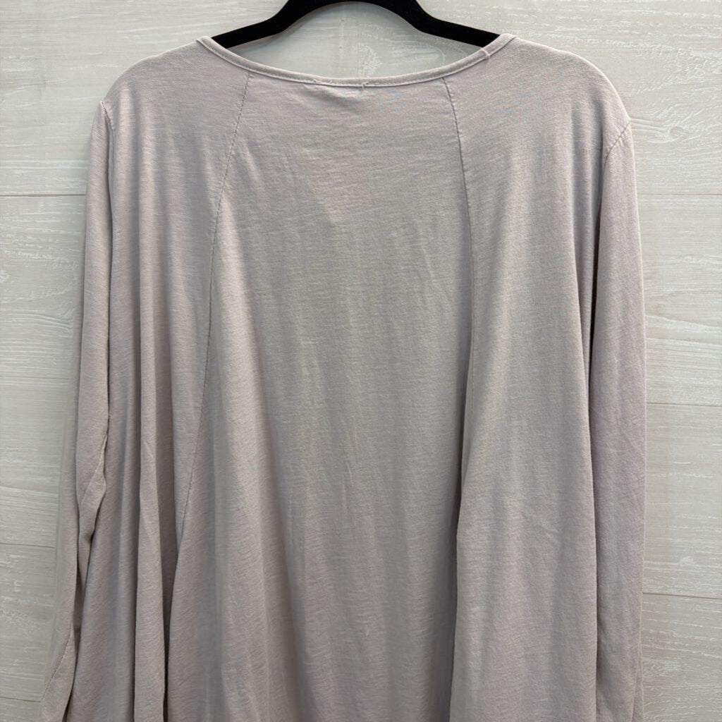 Made In Italy 100% Cotton Purple Long Sleeve Frayed Hem Top Large