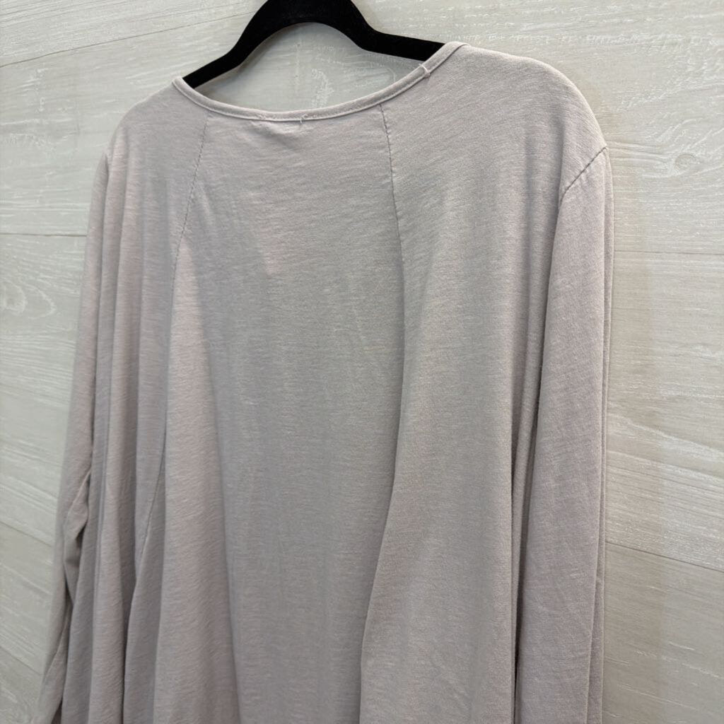 Made In Italy 100% Cotton Purple Long Sleeve Frayed Hem Top Large