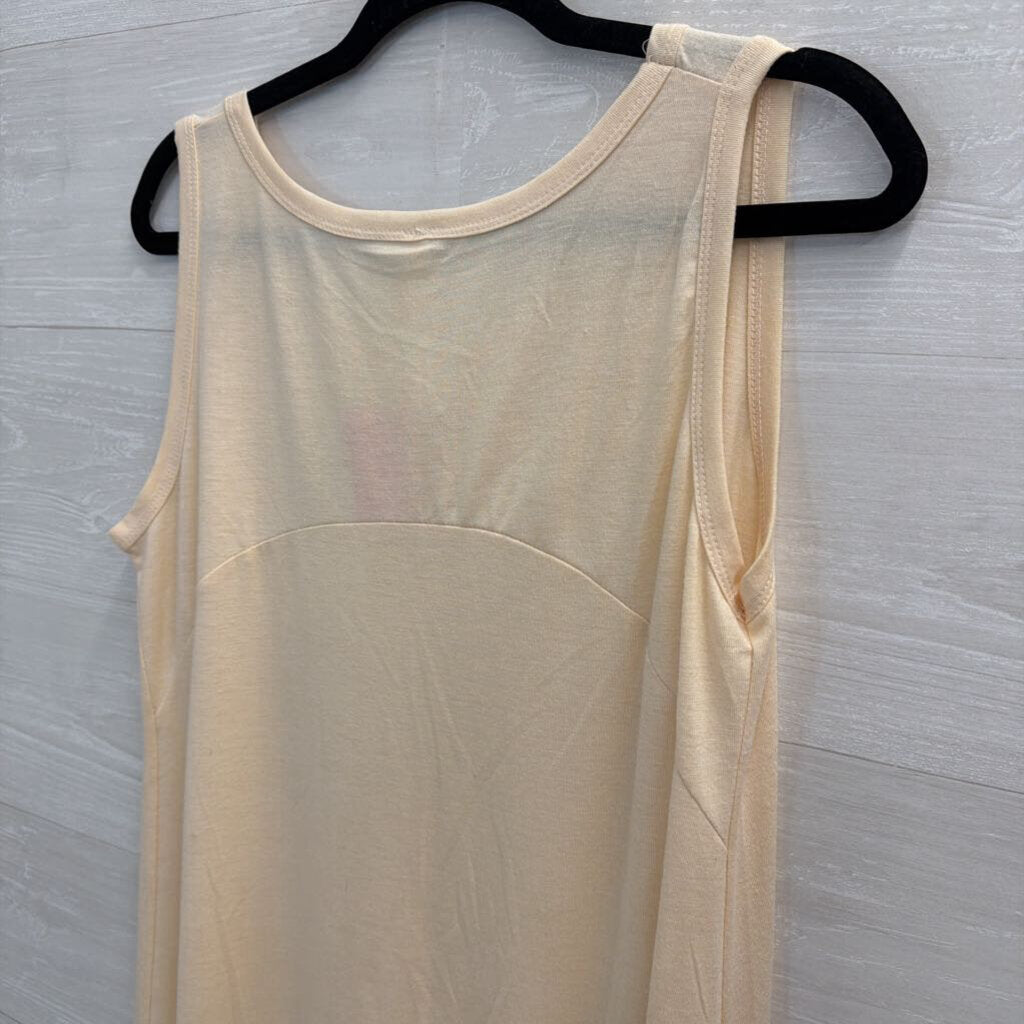 Pretty Angel Beige Sleeveless Fringe Hem Dress Medium