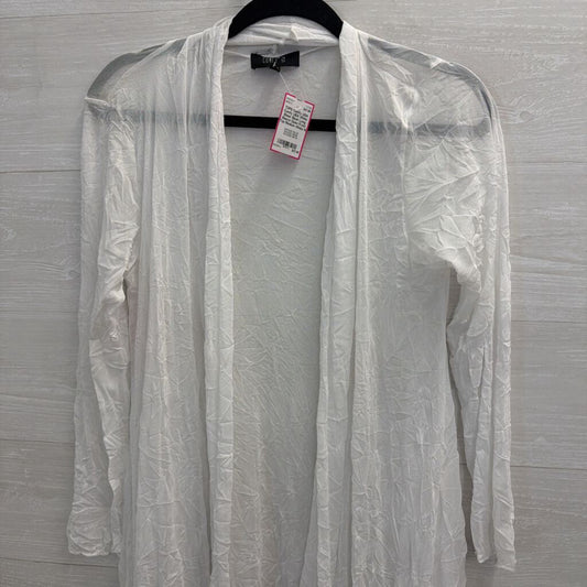 Comfy USA White Sheer Mesh Long Sleeve Open Front Top Medium