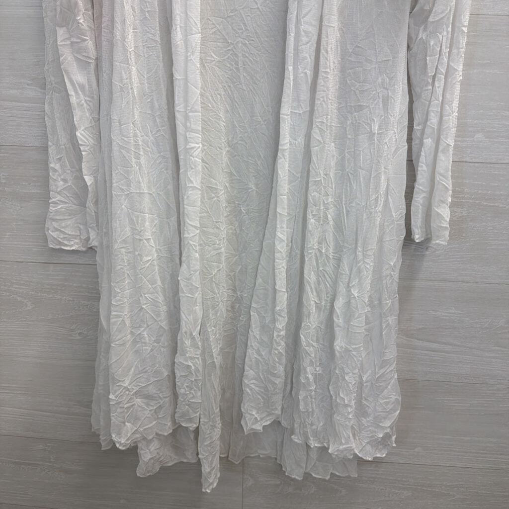 Comfy USA White Sheer Mesh Long Sleeve Open Front Top Medium
