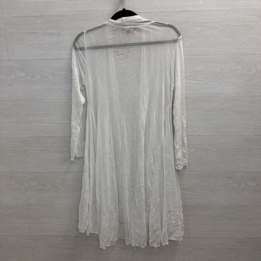 Comfy USA White Sheer Mesh Long Sleeve Open Front Top Medium