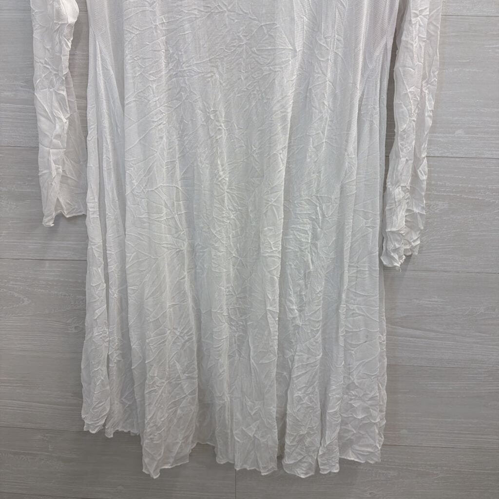 Comfy USA White Sheer Mesh Long Sleeve Open Front Top Medium