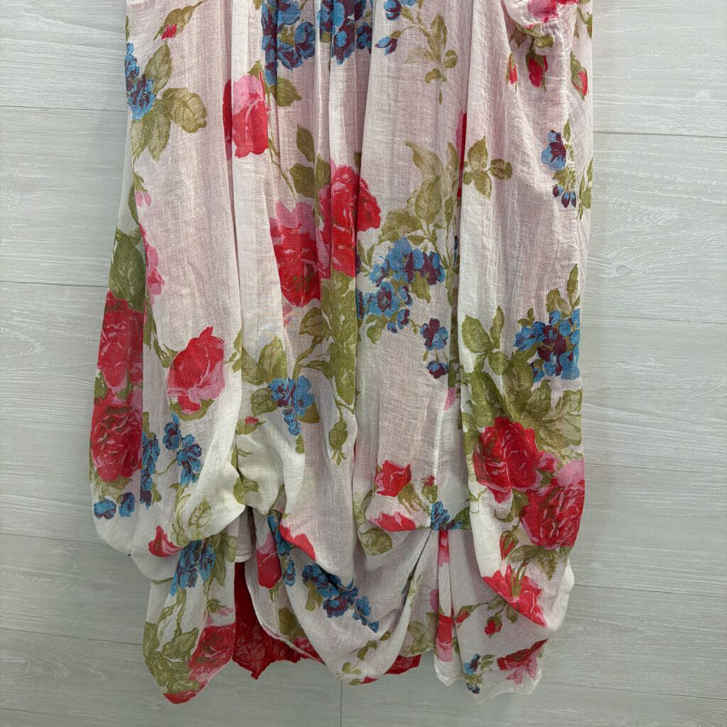 Comfy USA Red/ White Floral Layered Tank Dress Large