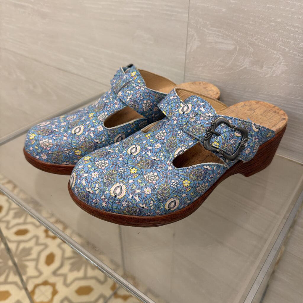 Alegria Blue Floral Selina Clogs 37