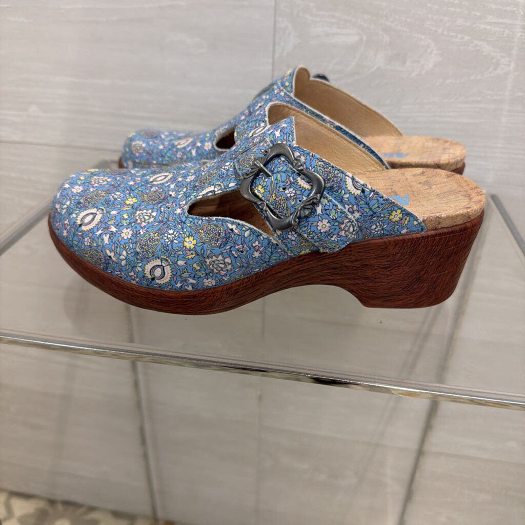 Alegria Blue Floral Selina Clogs 37