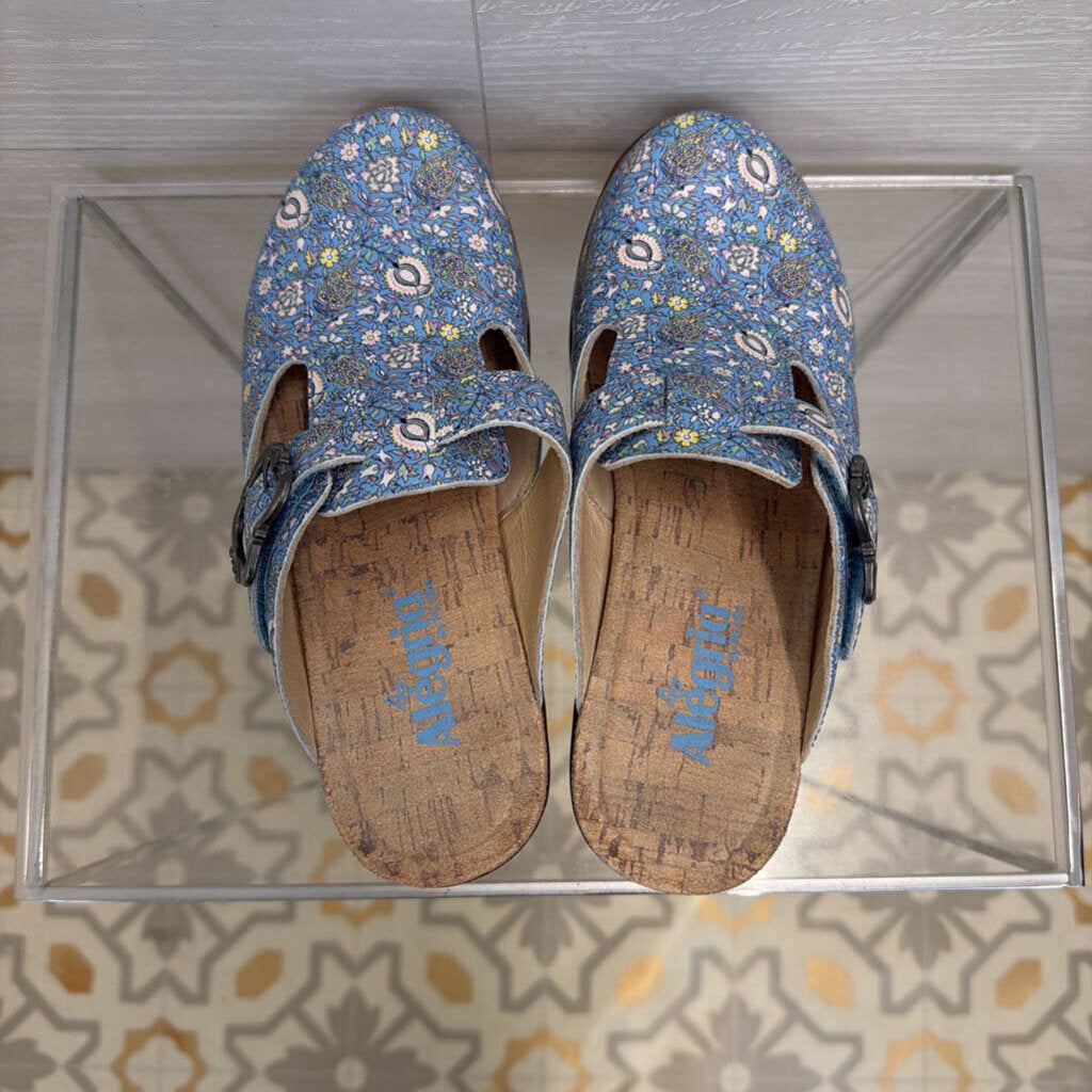 Alegria Blue Floral Selina Clogs 37