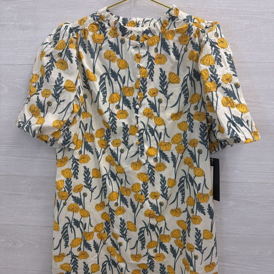 Hyacinth House White/ Yellow Floral Print Short Puff Sleeve Maxi Dress Extra Large
