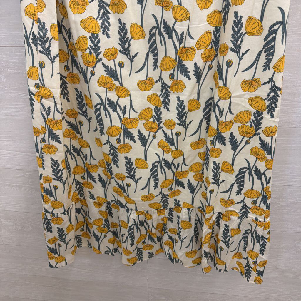 Hyacinth House White/ Yellow Floral Print Short Puff Sleeve Maxi Dress Extra Large
