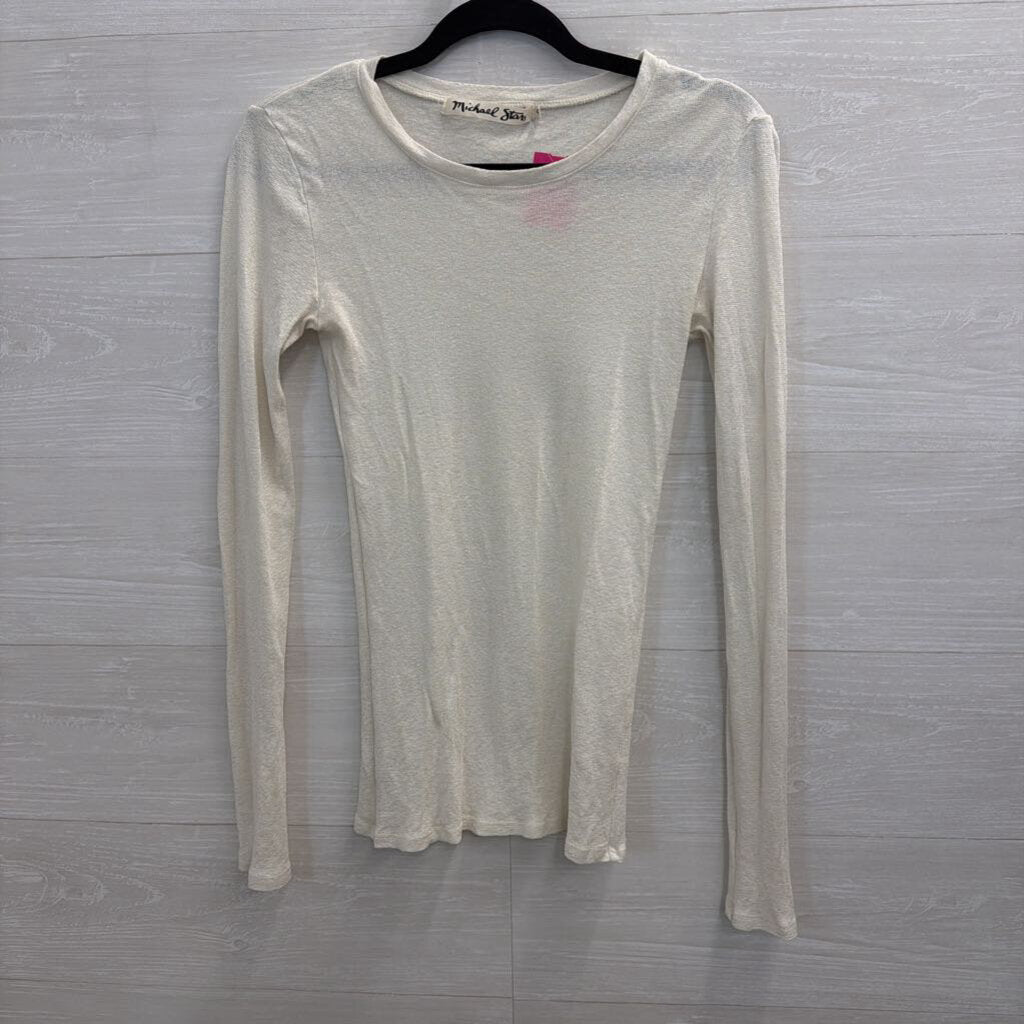 Michael Stars White Long Sleeve Top One Size