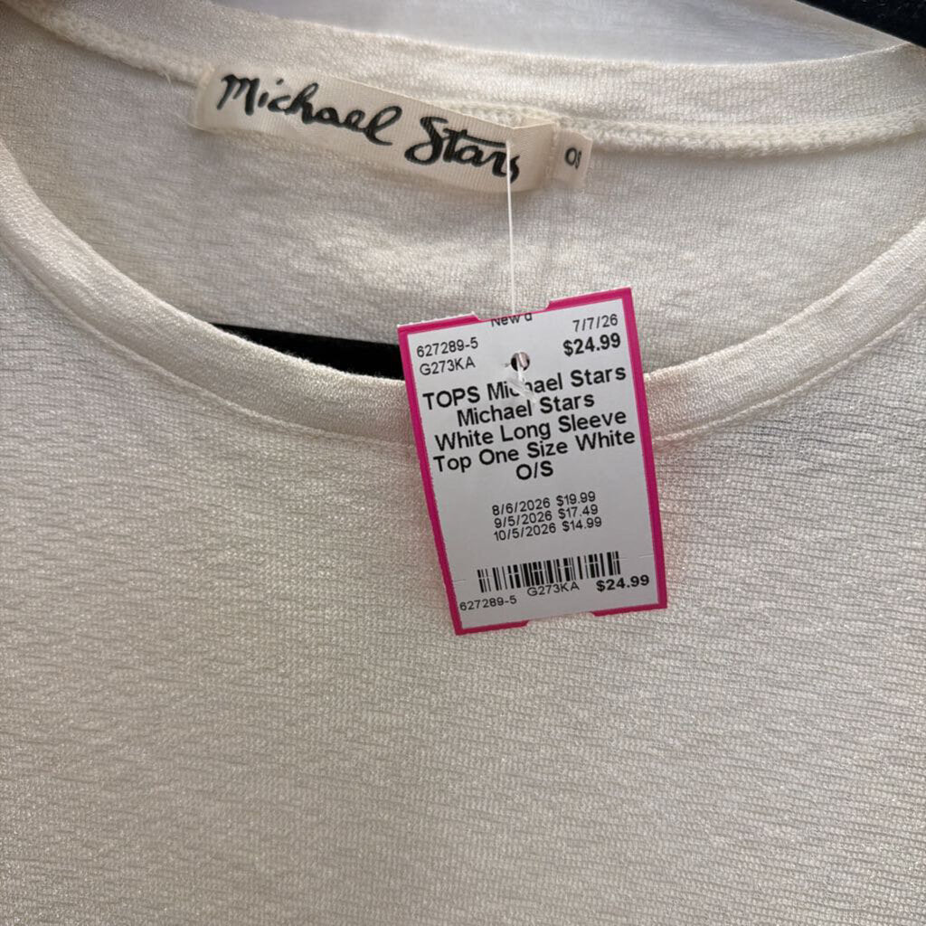 Michael Stars White Long Sleeve Top One Size