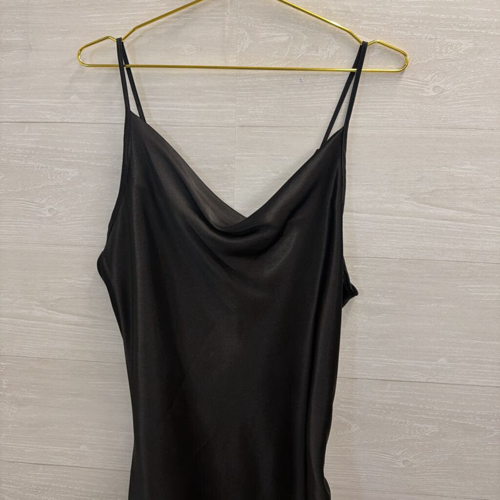 Bebe Black Silky Midi Dress Large