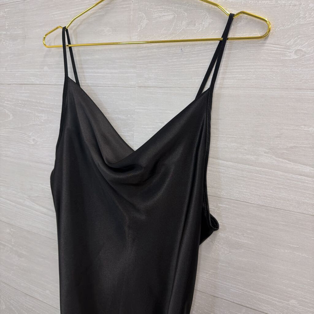 Bebe Black Silky Midi Dress Large