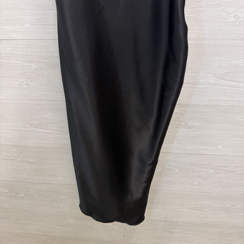 Bebe Black Silky Midi Dress Large
