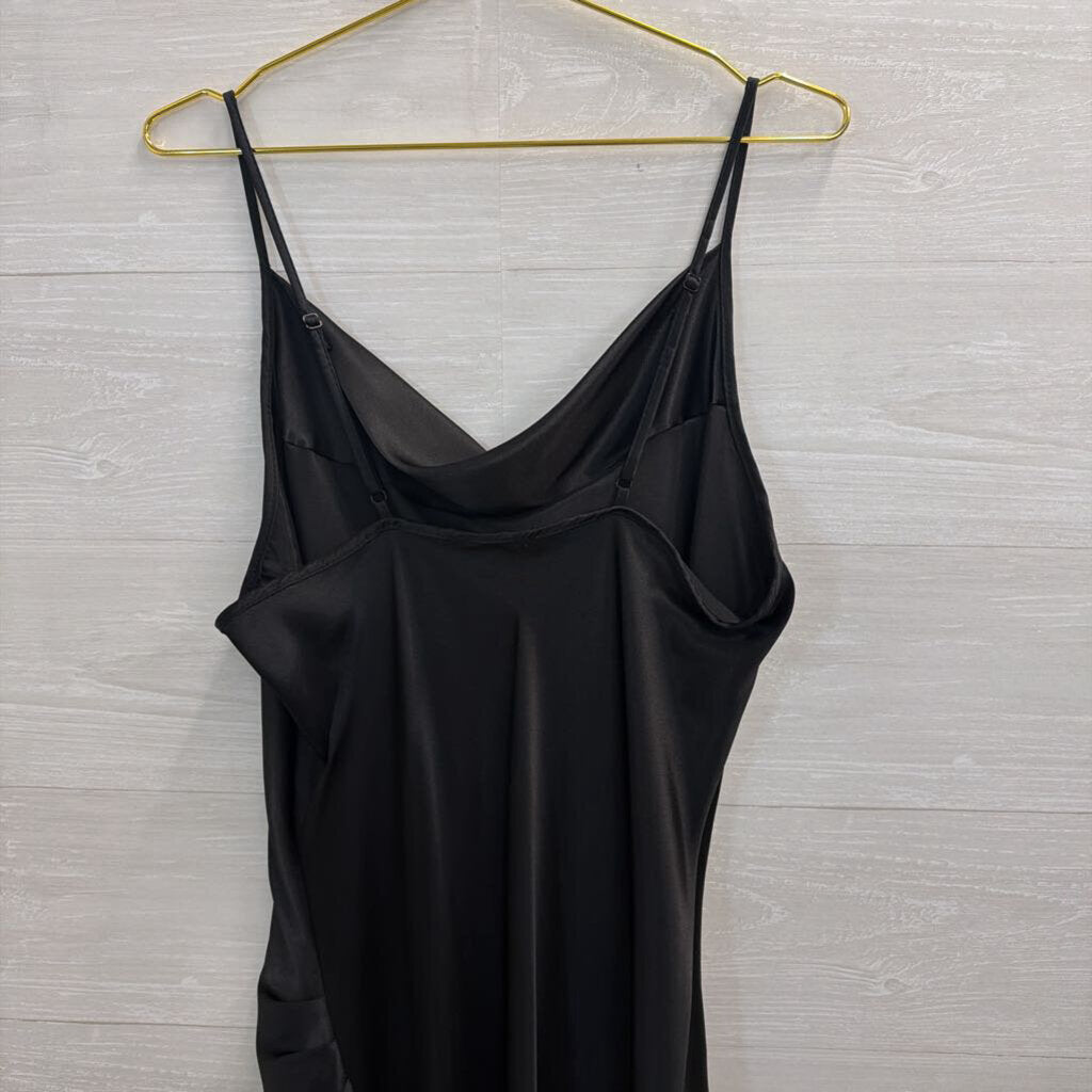 Bebe Black Silky Midi Dress Large