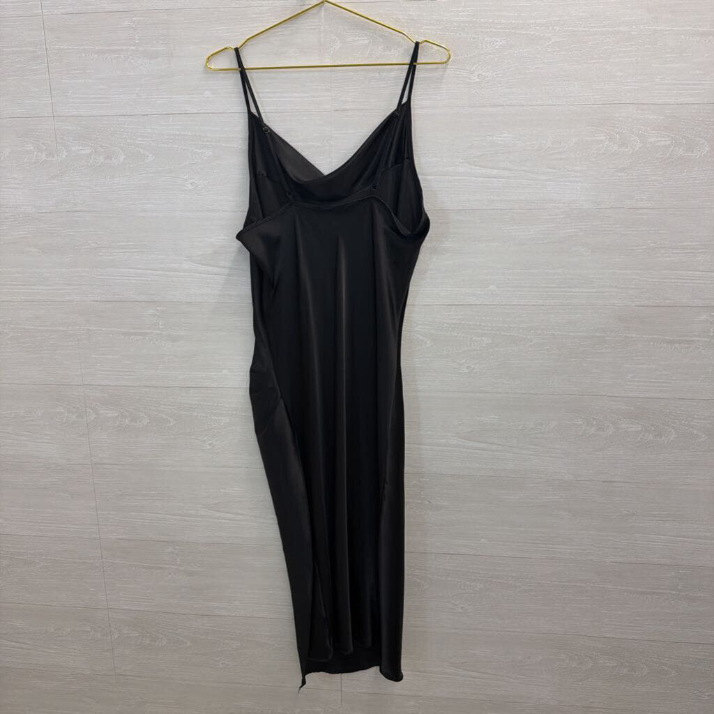 Bebe Black Silky Midi Dress Large