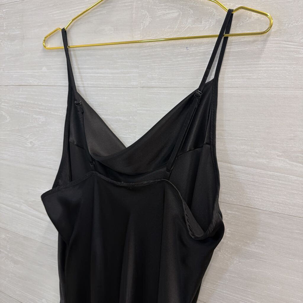 Bebe Black Silky Midi Dress Large