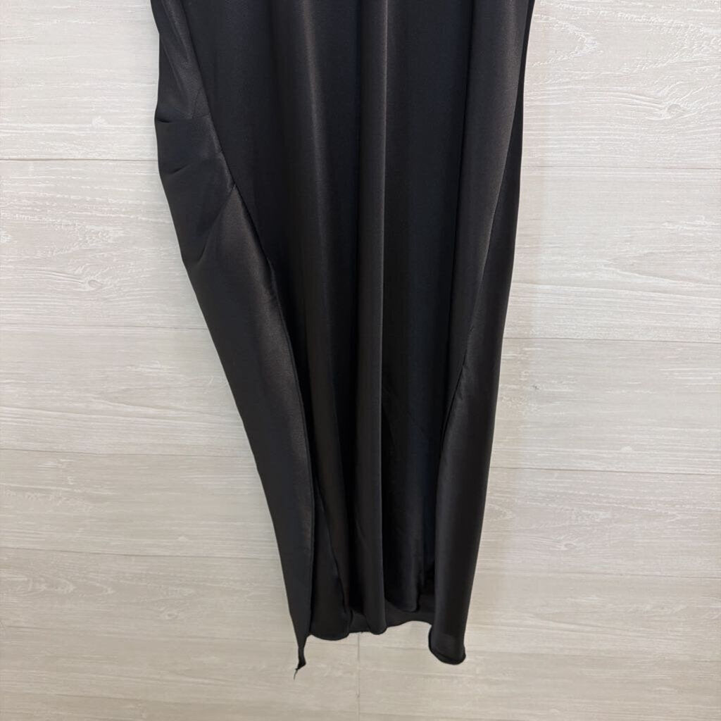 Bebe Black Silky Midi Dress Large