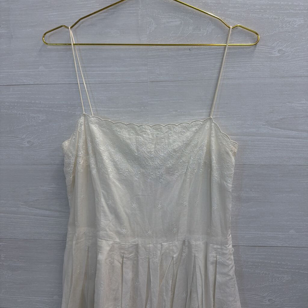 Loft White Embroidered Sleeveless Dress 8
