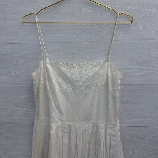 Loft White Embroidered Sleeveless Dress 8